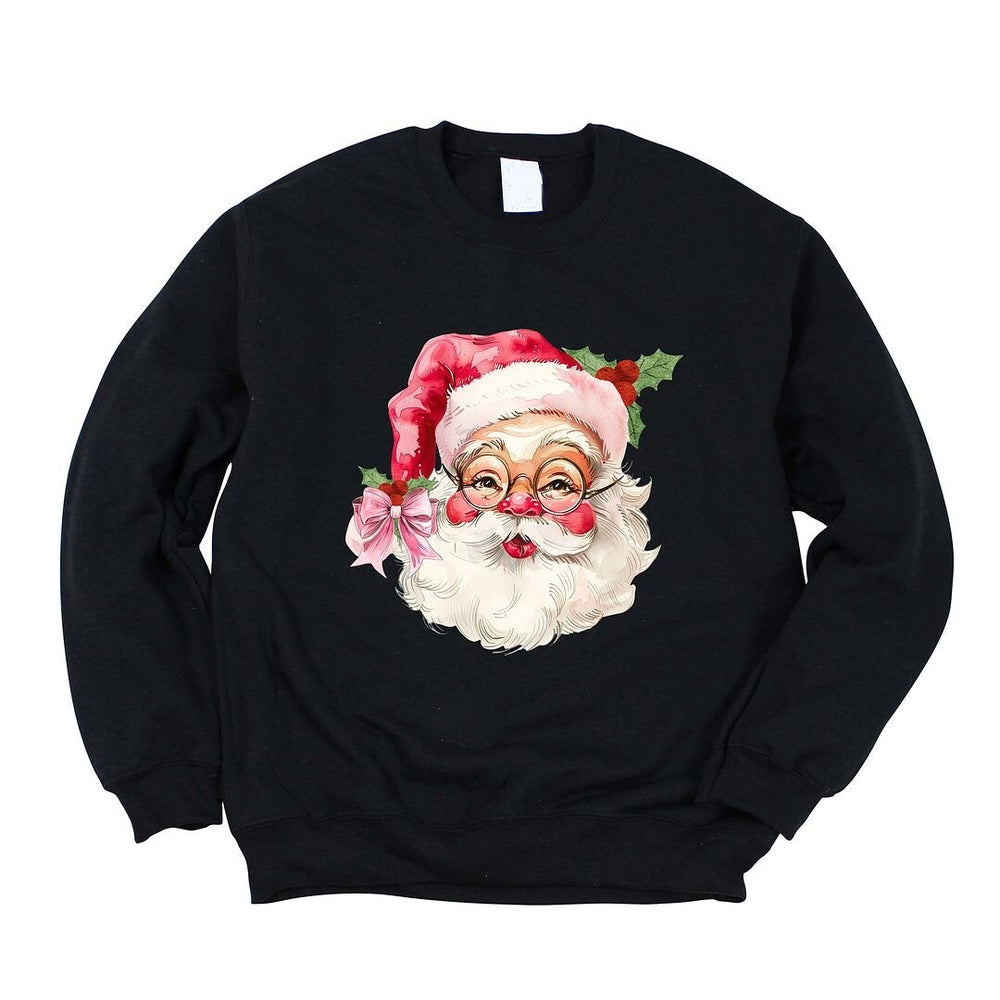 Watercolor Santa Face Graphic Sweatshirt