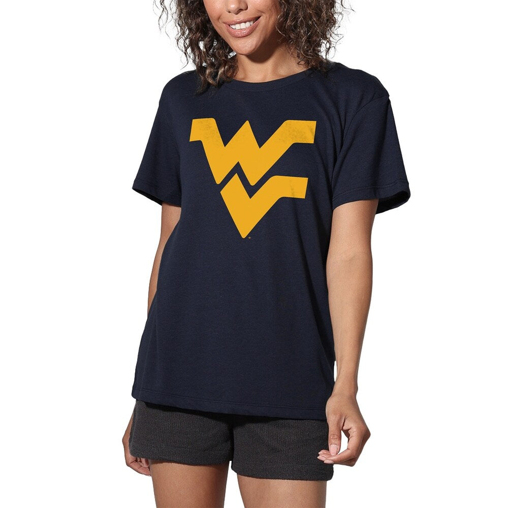 West Virginia University Distressed Primary Logo Women