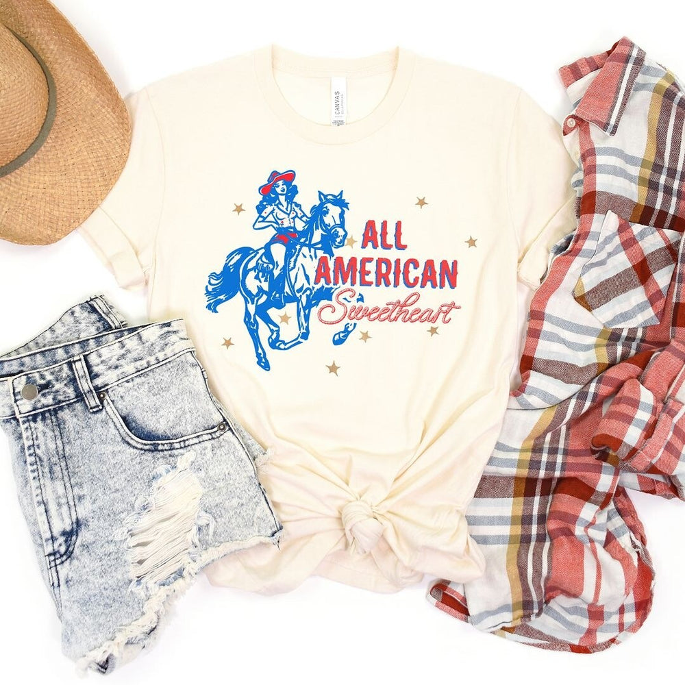 Western All American Sweetheart Sleeve Crewnneck Tee