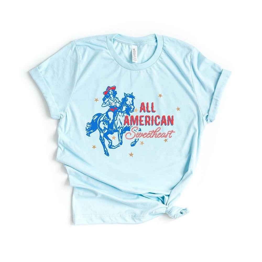 Western All American Sweetheart Sleeve Crewnneck Tee