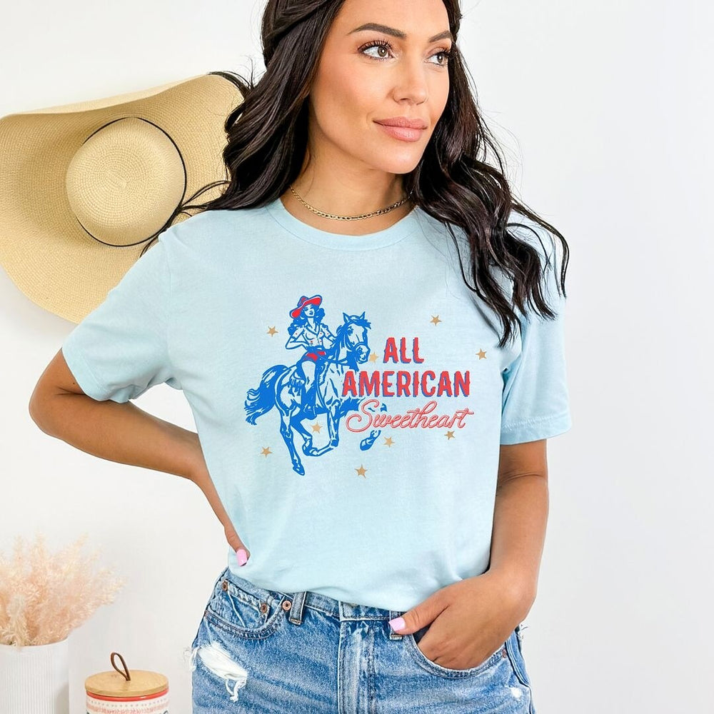 Western All American Sweetheart Sleeve Crewnneck Tee