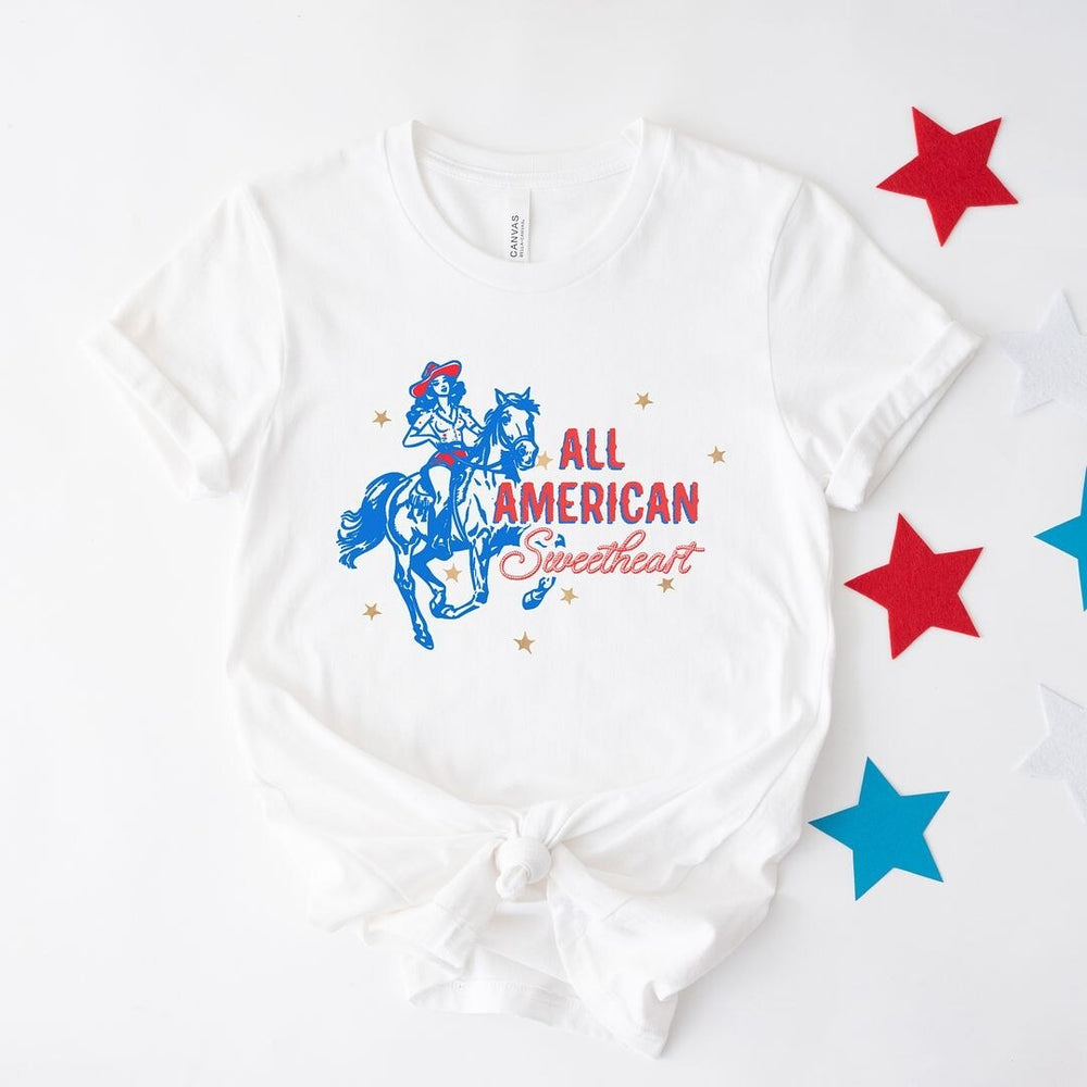 Western All American Sweetheart Sleeve Crewnneck Tee