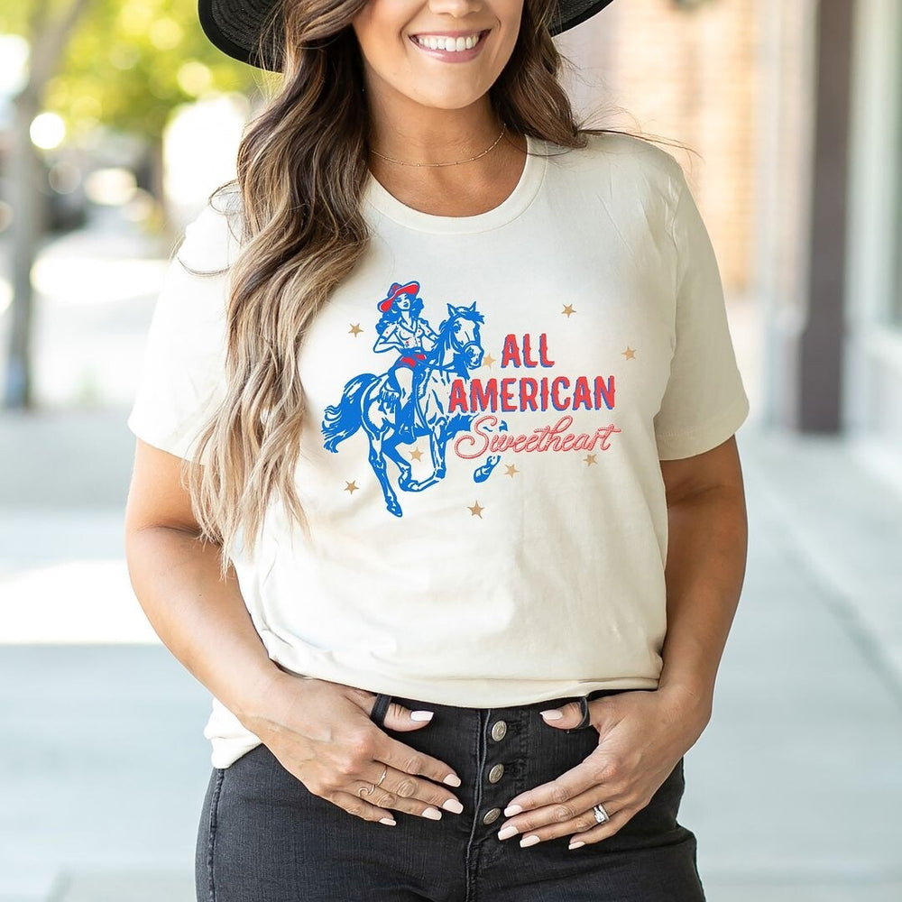 Western All American Sweetheart Sleeve Crewnneck Tee