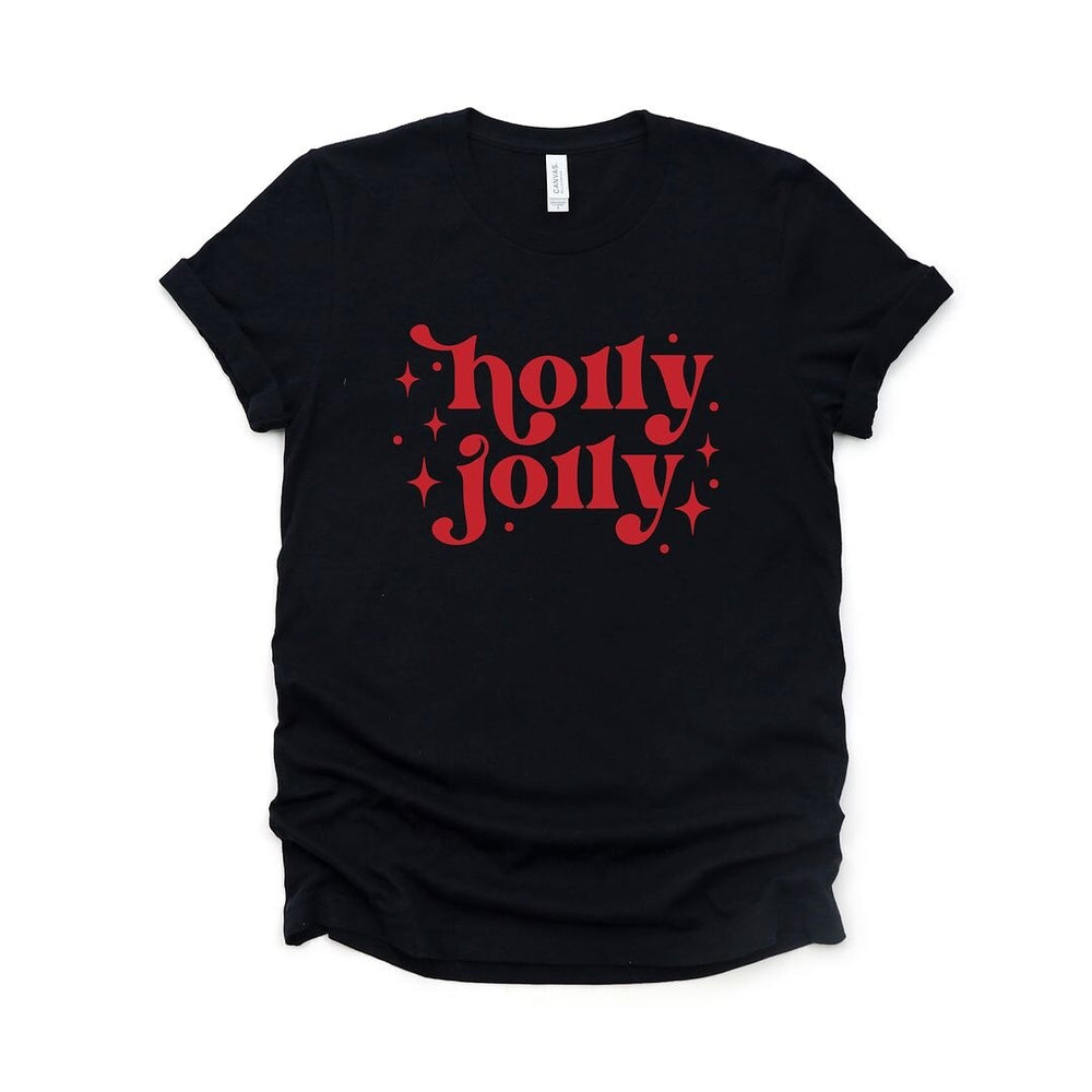 Whimsical Holly Jolly Short Sleeve Crewnneck Tee