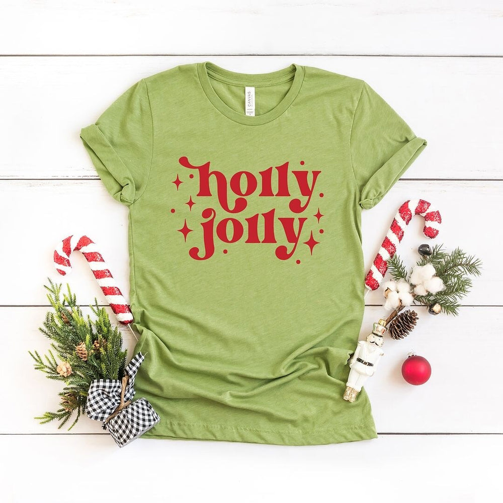 Whimsical Holly Jolly Short Sleeve Crewnneck Tee