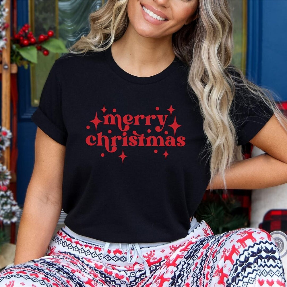 Whimsical Merry Christmas Short Sleeve Crewnneck Tee