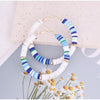 White Blue Hoop Earrings