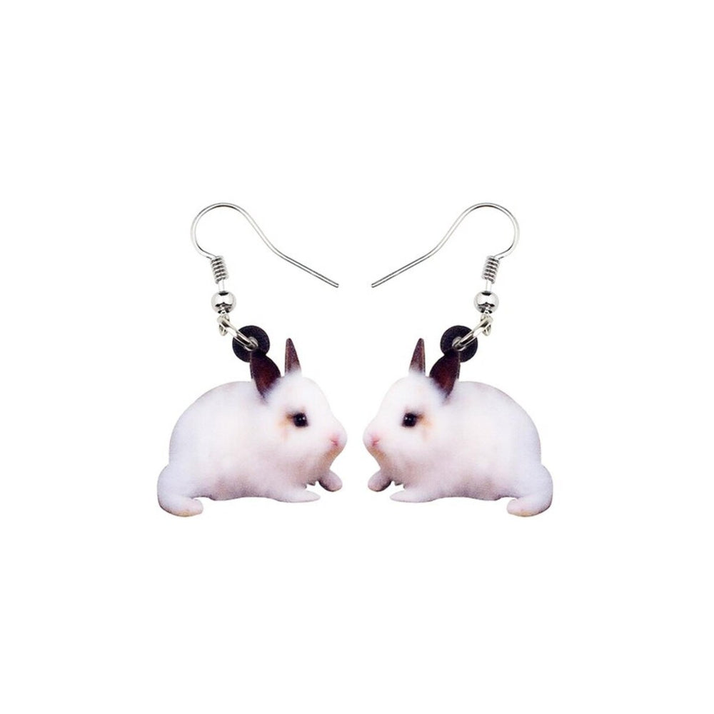 White Bunny Rabbit Drop Earrings