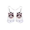 White Cat Drop Earrings