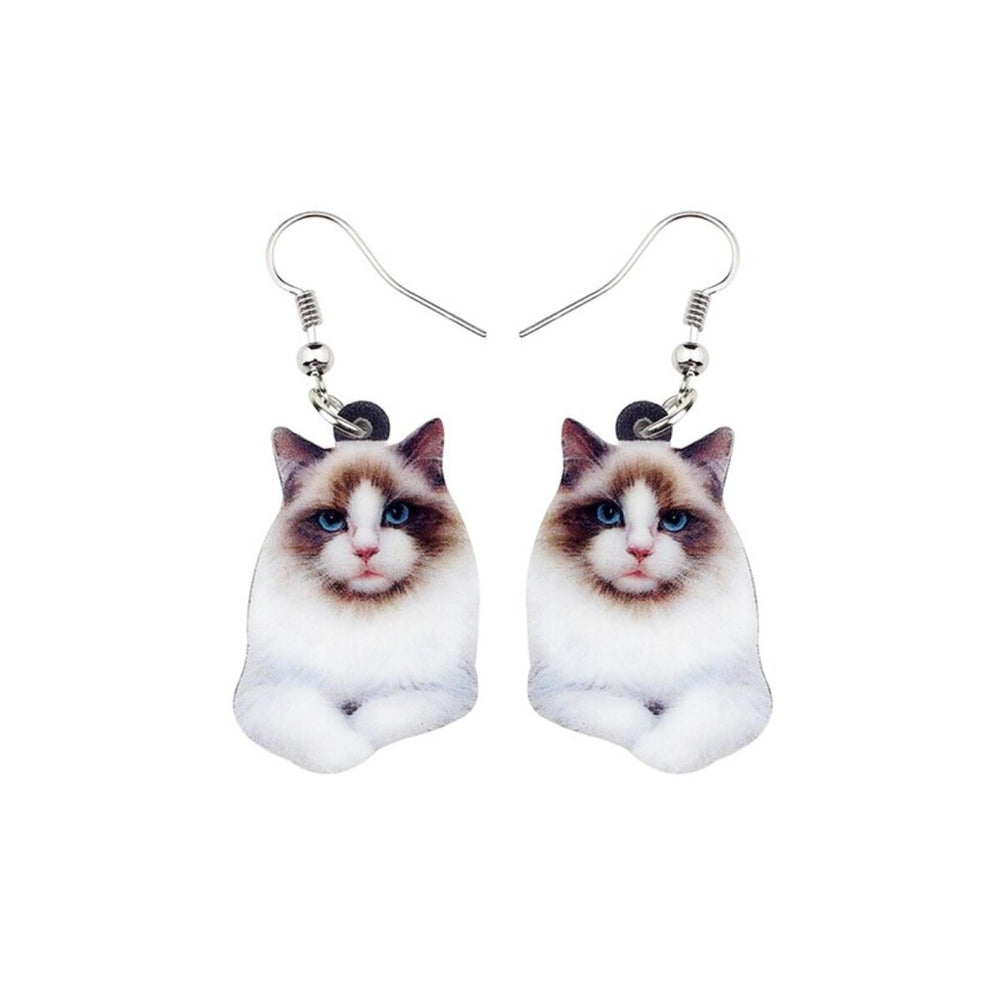 White Cat Drop Earrings