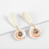 White Circular Shell Drop Earrings