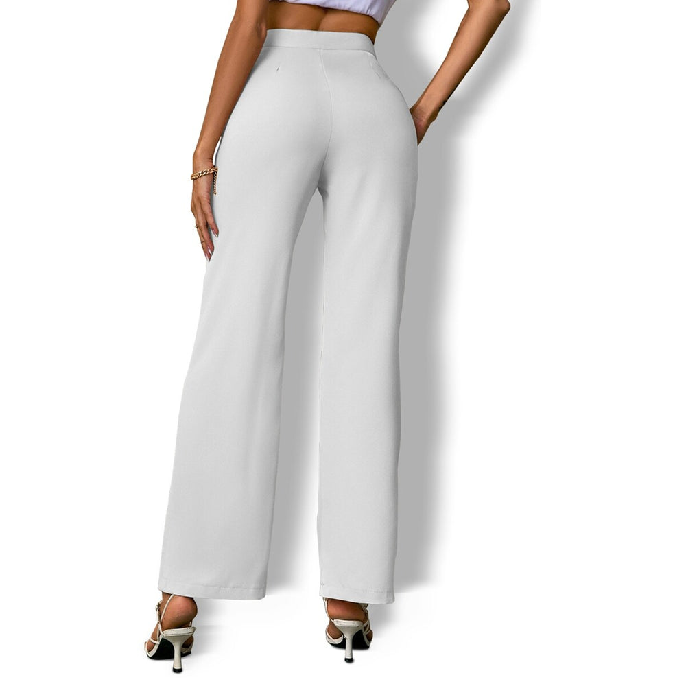 White Elastic Waist Bootcut Pants