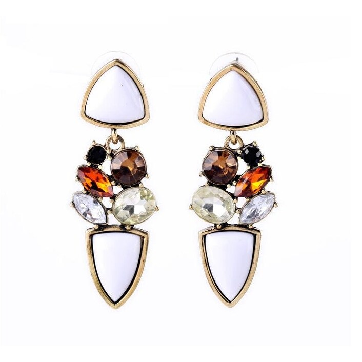 White Fire Colored Crystal Drop Earrings