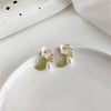 White Floral Imitation Pearl Stud Earrings