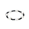 White Freshwater Cultured Pearl and Black Onyx stretchable Bracelet