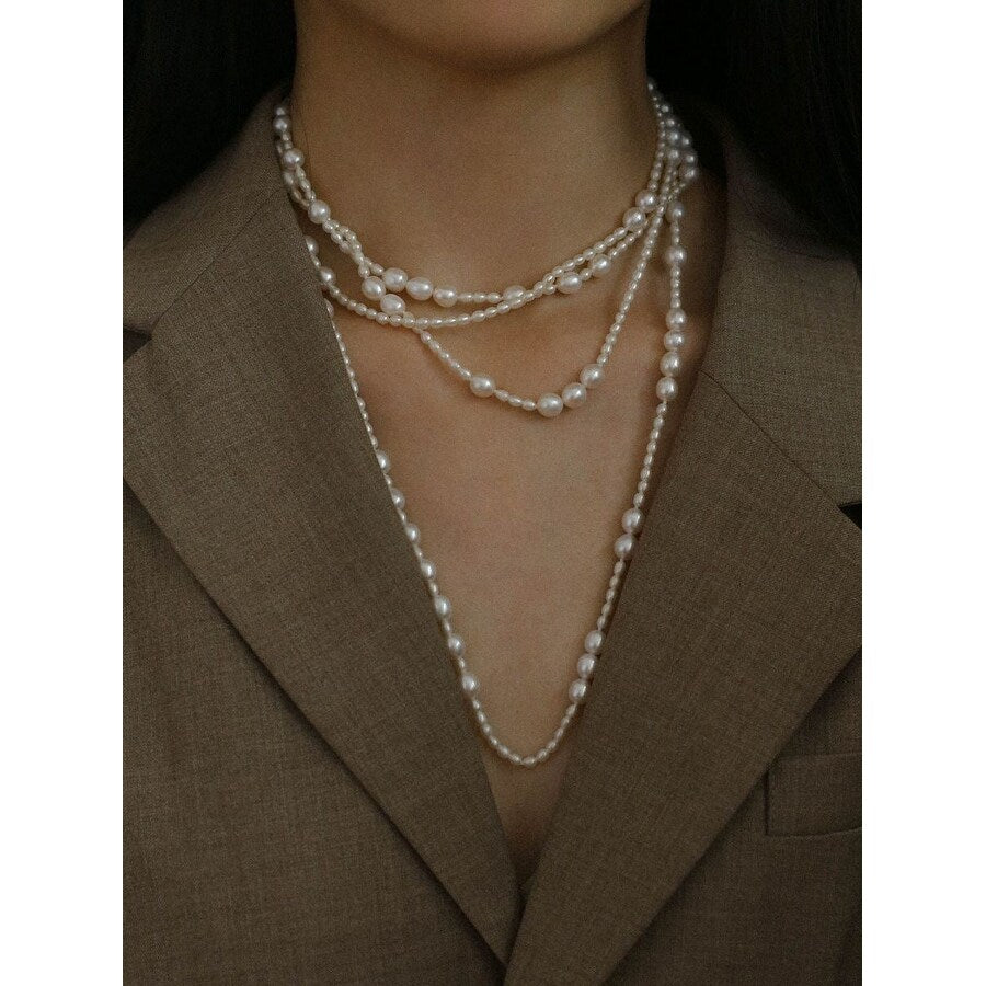 White Freshwater Pearl Long Necklace