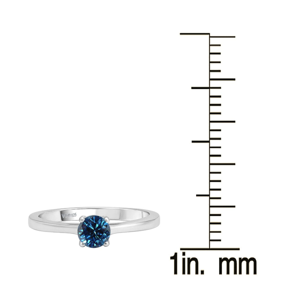 White Gold Natural Blue Diamond Solitaire Ring