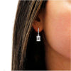 White Gold Plated Emerald Cut CZ Lever-back Earrings