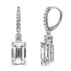 White Gold Plated Emerald Cut CZ Lever-back Earrings