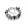 White Gold Plated Purple Crystal Charm Beaded Bracelet