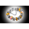 White Gold Plated Yellow Crystal Charm Beaded Bracelet