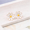 White Goldtone Cute Daisy Stud Earrings