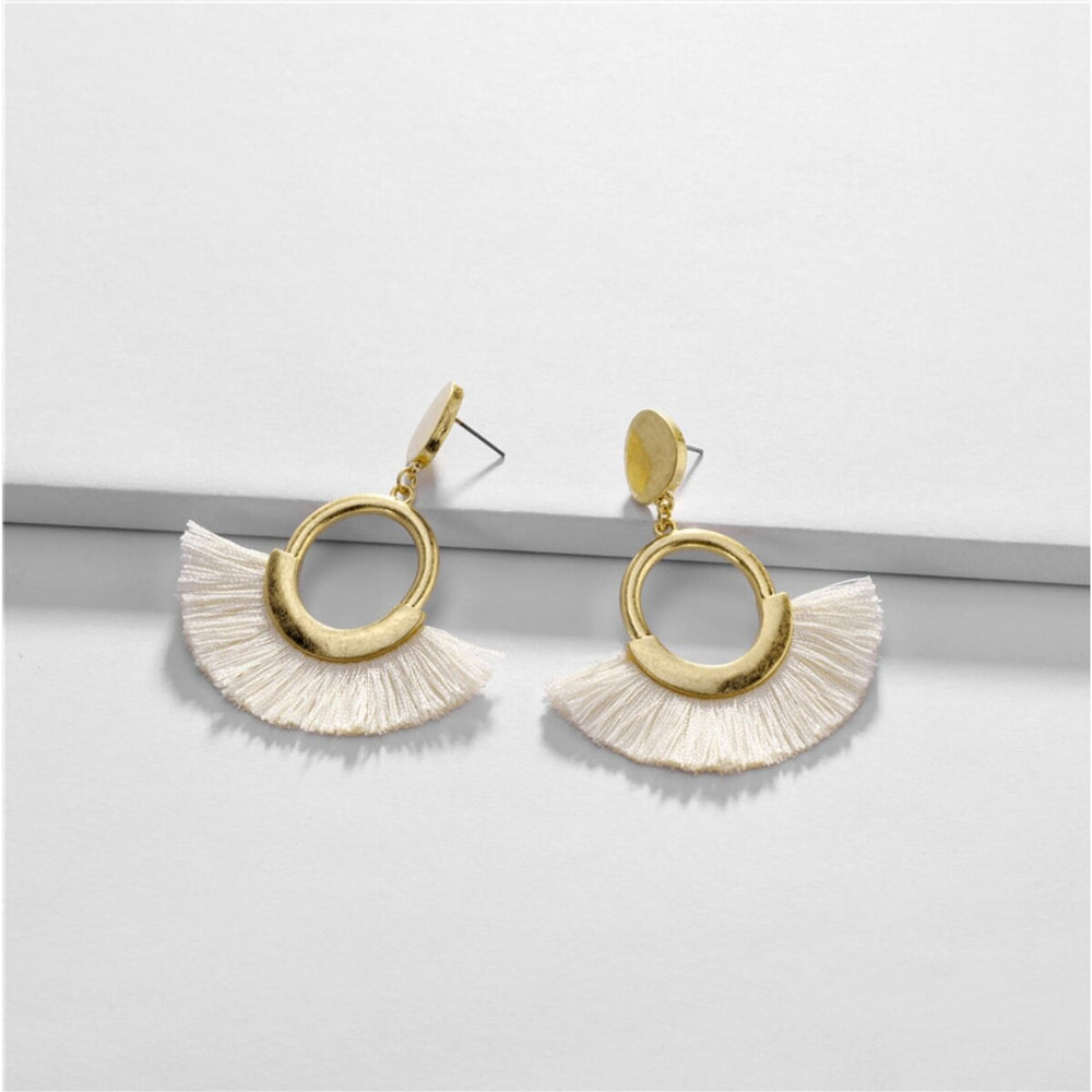 White Goldtone Tasseled Earrings