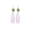 White Green Crystal Flower Teardrop Earrings