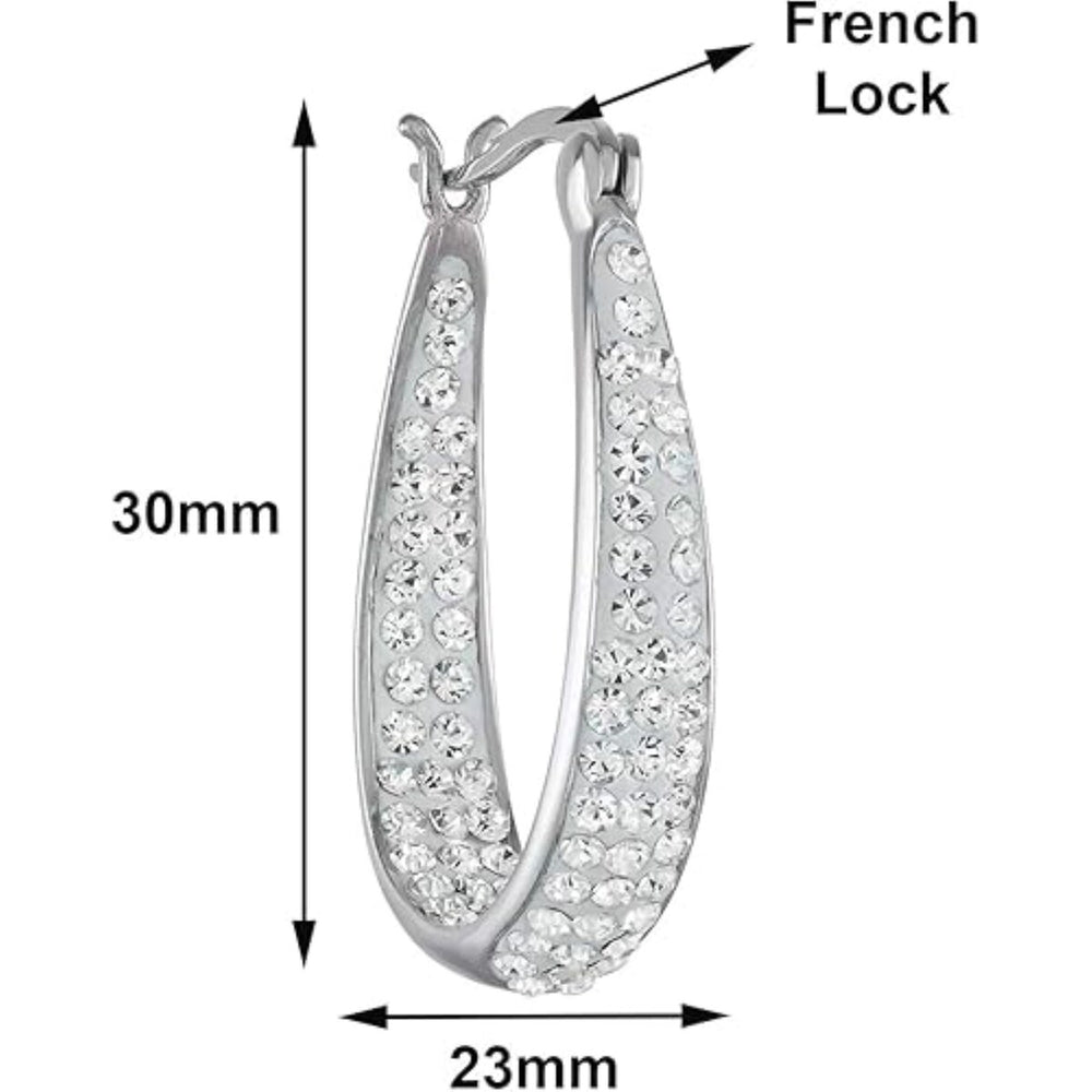 White Inside Out Crystal Hoop Earrings For Women