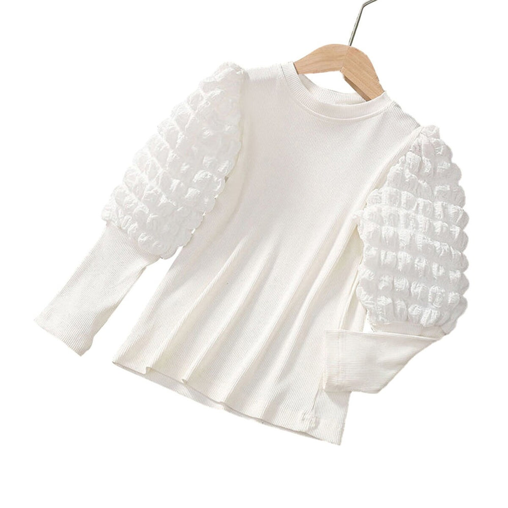 White Knit Puff-Sleeve Tee