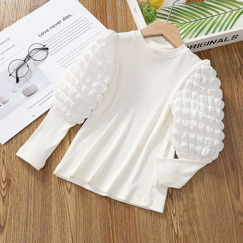 White Knit Puff-Sleeve Tee