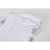 White Lace Collared Girls Short Bubble Sleeve Top