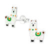 White Llama Sterling Silver Stud Earrings