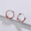 White Multi Colored Marbled Circular Earrings