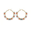 White Multi Colored Miyuki Seed Bead Hoop Earrings