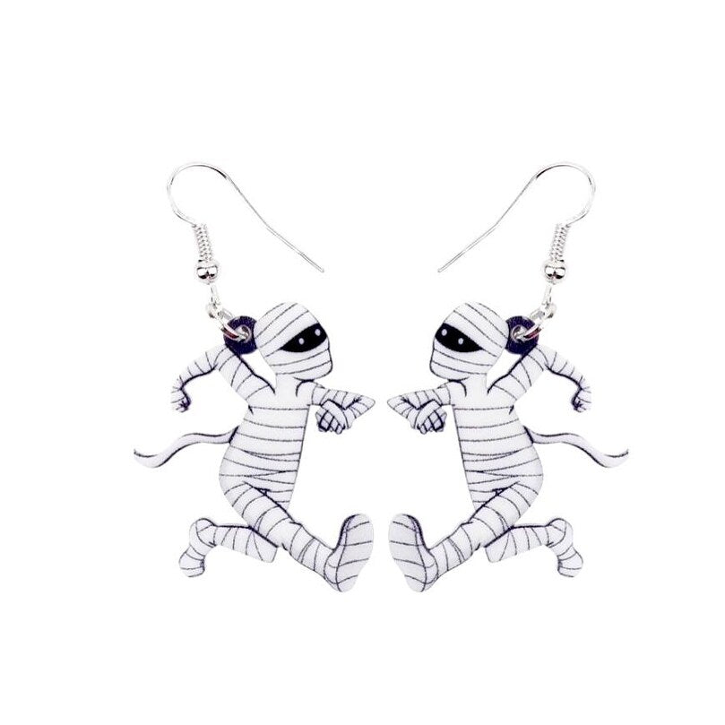 White Mummy Drop Earrings