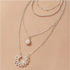 White Silvertone Open Flower Layered Pendant Necklace