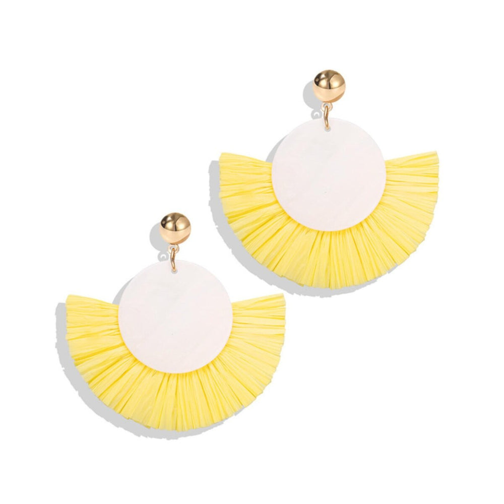 White Yellow Fanned Statement Earrings