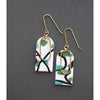 White & Green Mix Arched Earrings With Goldtone Open Oval