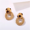 Wicker Circular Faux Tortoise Shell Earrings