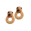 Wicker Circular Faux Tortoise Shell Earrings