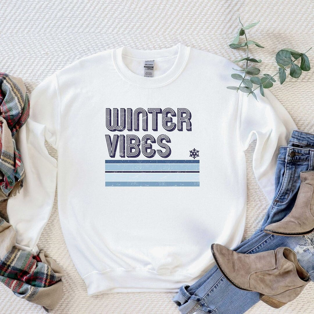 Winter Vibes Stripes Graphic Sweatshirt