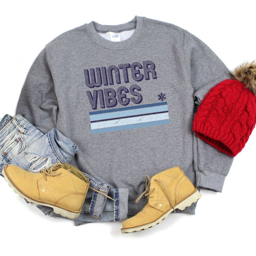 Winter Vibes Stripes Graphic Sweatshirt