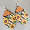 Wooden & Floral Marquis Drop Earrings