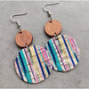 Wooden & Multi Colored Dual Circle Drop Earrings