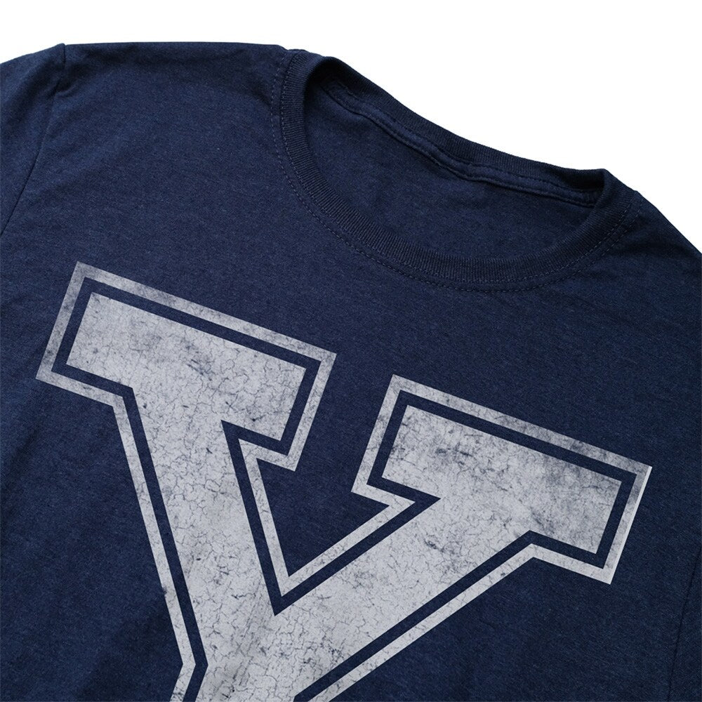 Yale University Simple Distressed Logo Unisex Adult Heathered Premium T Shirt