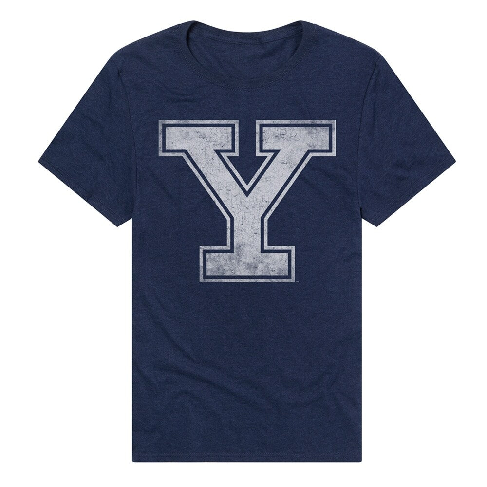 Yale University Simple Distressed Logo Unisex Adult Heathered Premium T Shirt