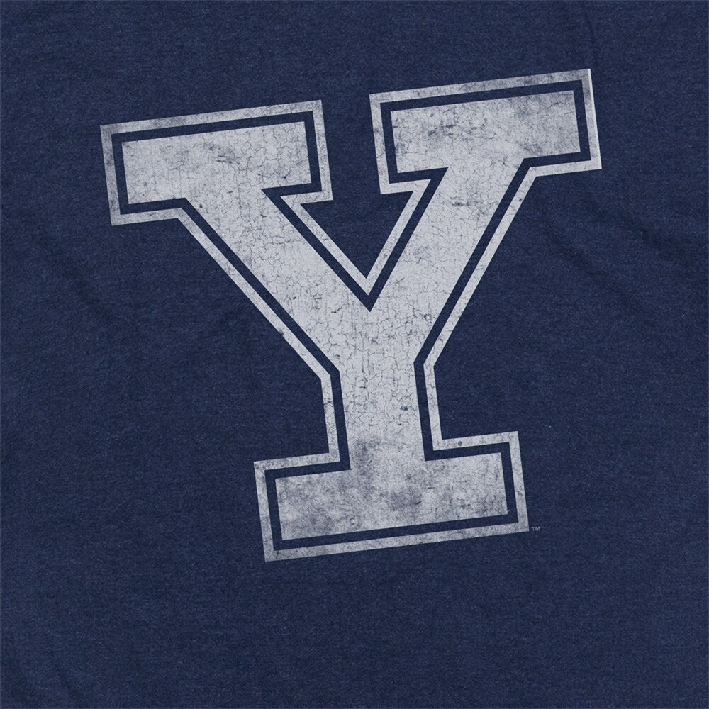 Yale University Simple Distressed Logo Unisex Adult Heathered Premium T Shirt