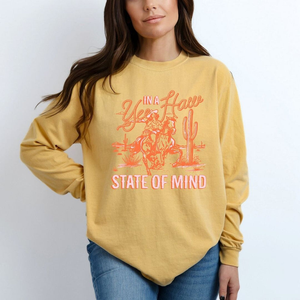 Yee Haw State Of Mind Garment Dyed Long Sleeve