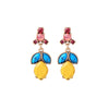 Yellow Blue Marquis Drop Earrings With Pink Crystal